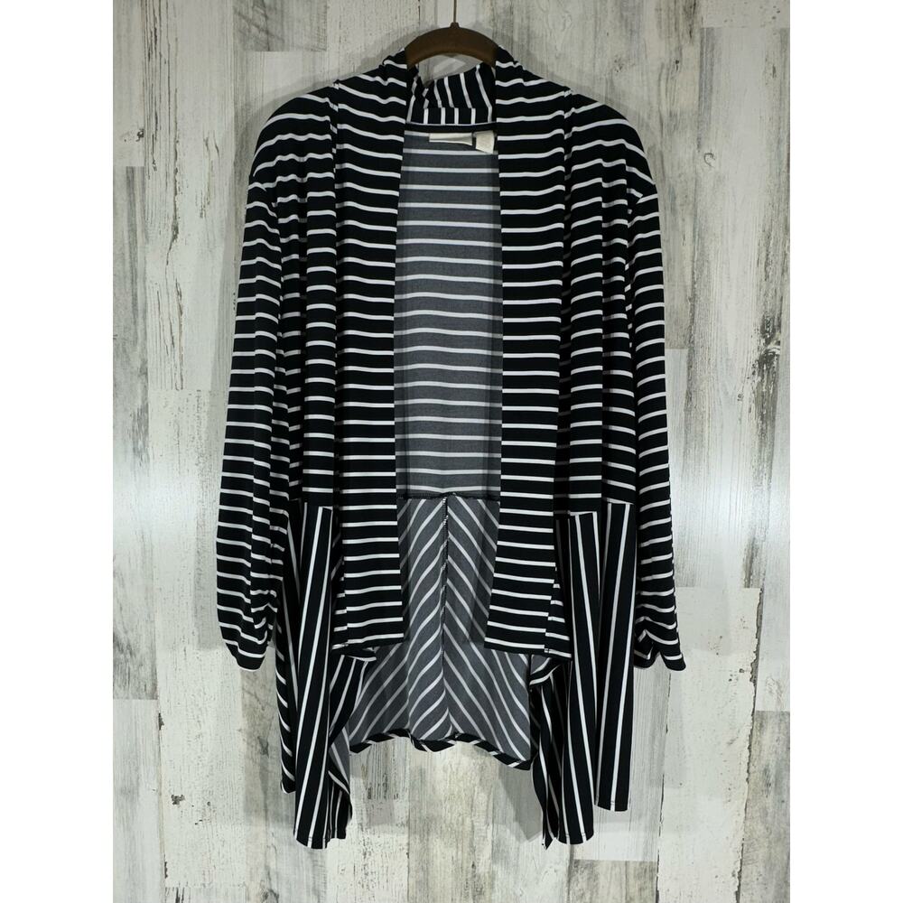 Chico's Black and White Striped Cardigan